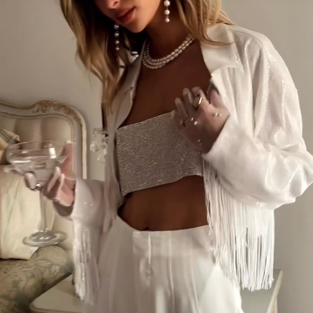 12th Tribe Star Crossed White Sequin Jacket